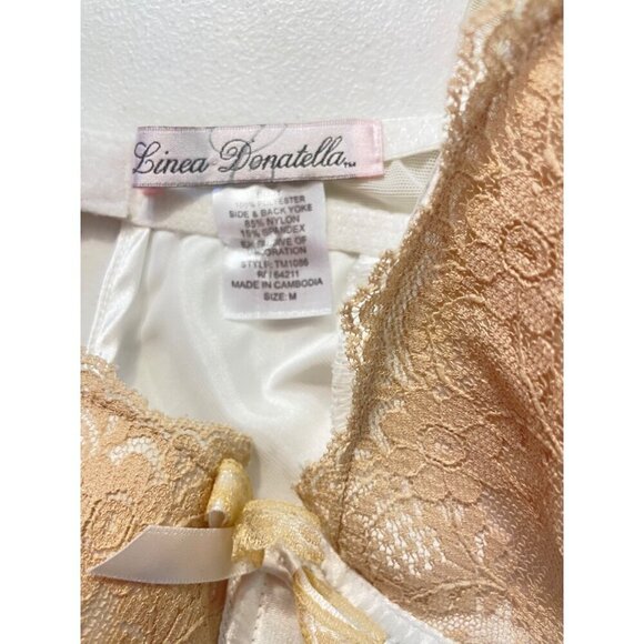 Linea Donatella Cream and Tan Lace Lingerie Babydoll Nightie Medium - Picture 4 of 5